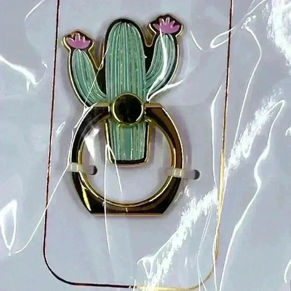 Cactus Cell Phone Ring Gold 1.5x1 inch Cute Selfie Holder Desert Arizona